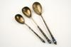 Appraisal: RUSSIAN SPOONS - Three Russian enamel and gilded silver spoons