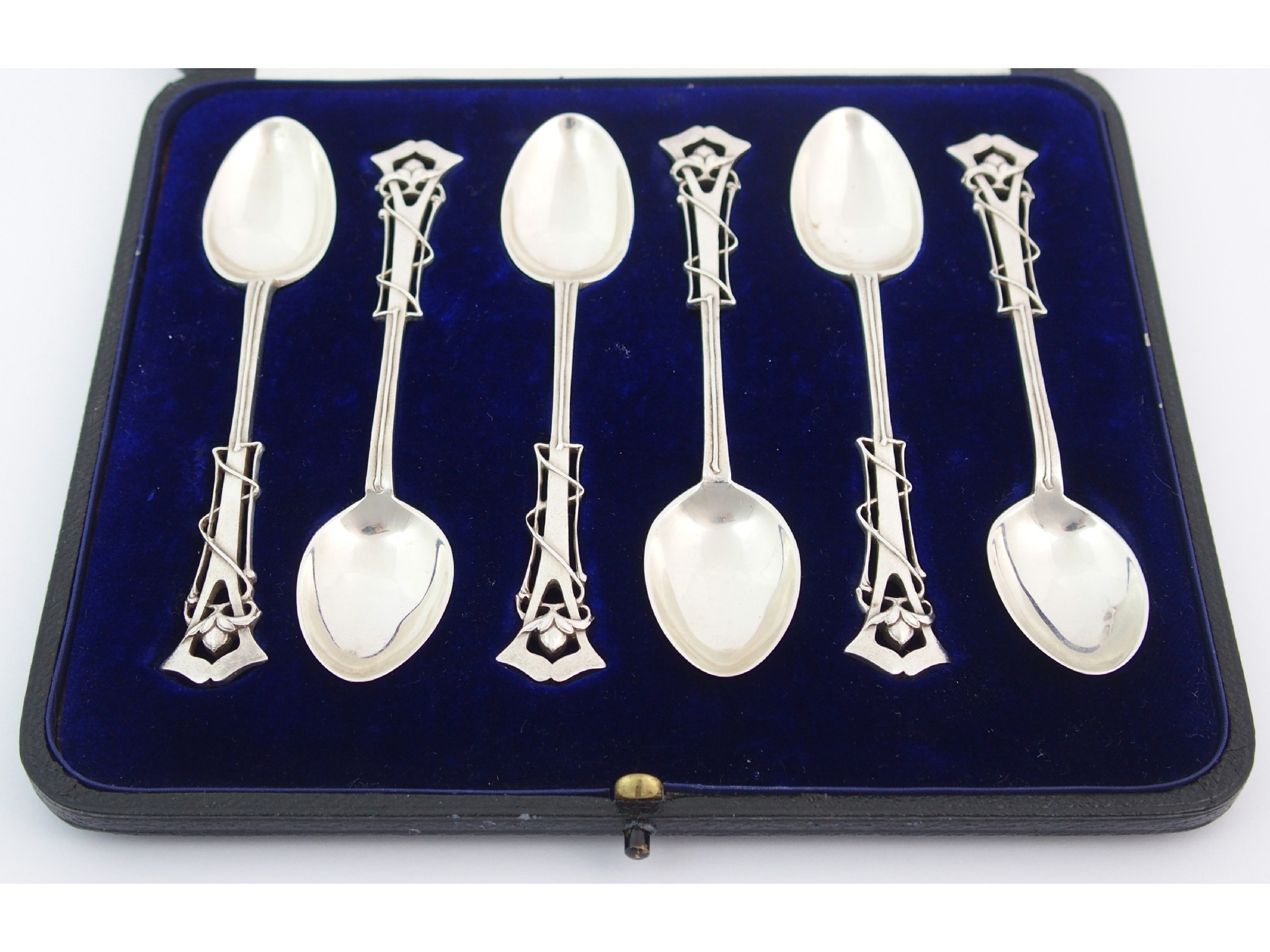 Appraisal: A set of six Art Nouveau silver teaspoonsby George Guiren