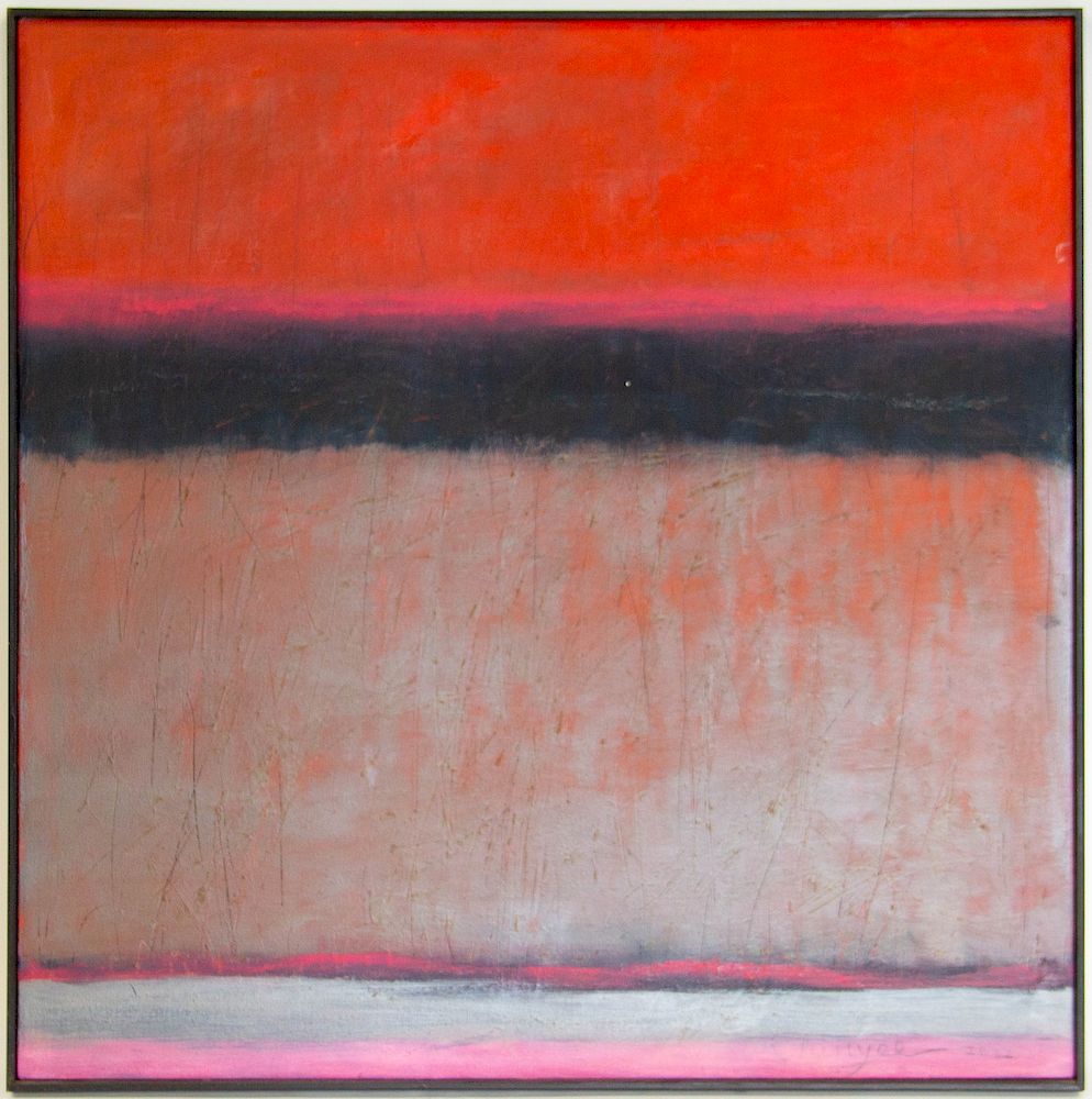 Appraisal: CHINYEE Chinese b Abstract Oil on Canvas 'Pink Horizon and