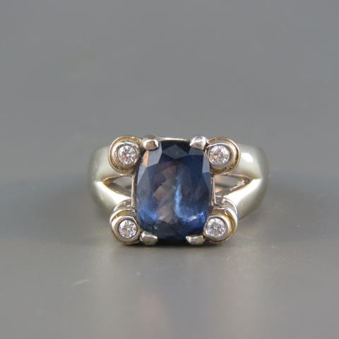 Appraisal: Sapphire Diamond Ring blue oval carat gem with round diamonds