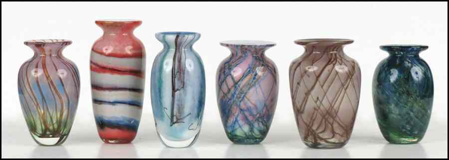 Appraisal: GROUP OF SIX NOUROT STUDIOS GLASS VASES Tallest '' Condition