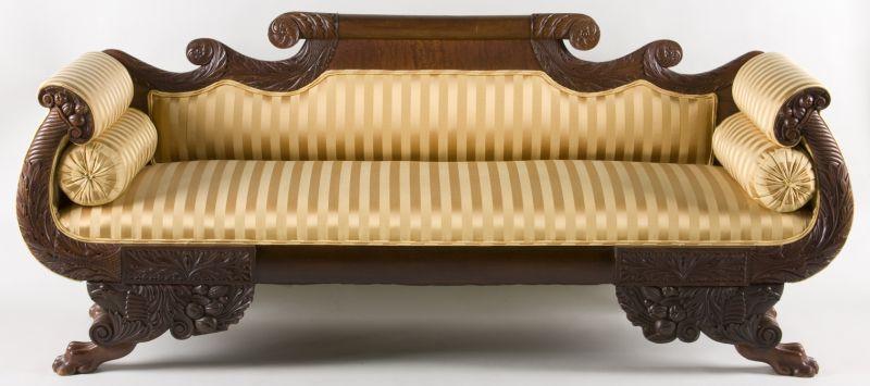 Appraisal: American Classical Sofa Philadelphia th century mahogany with mahogany veneers