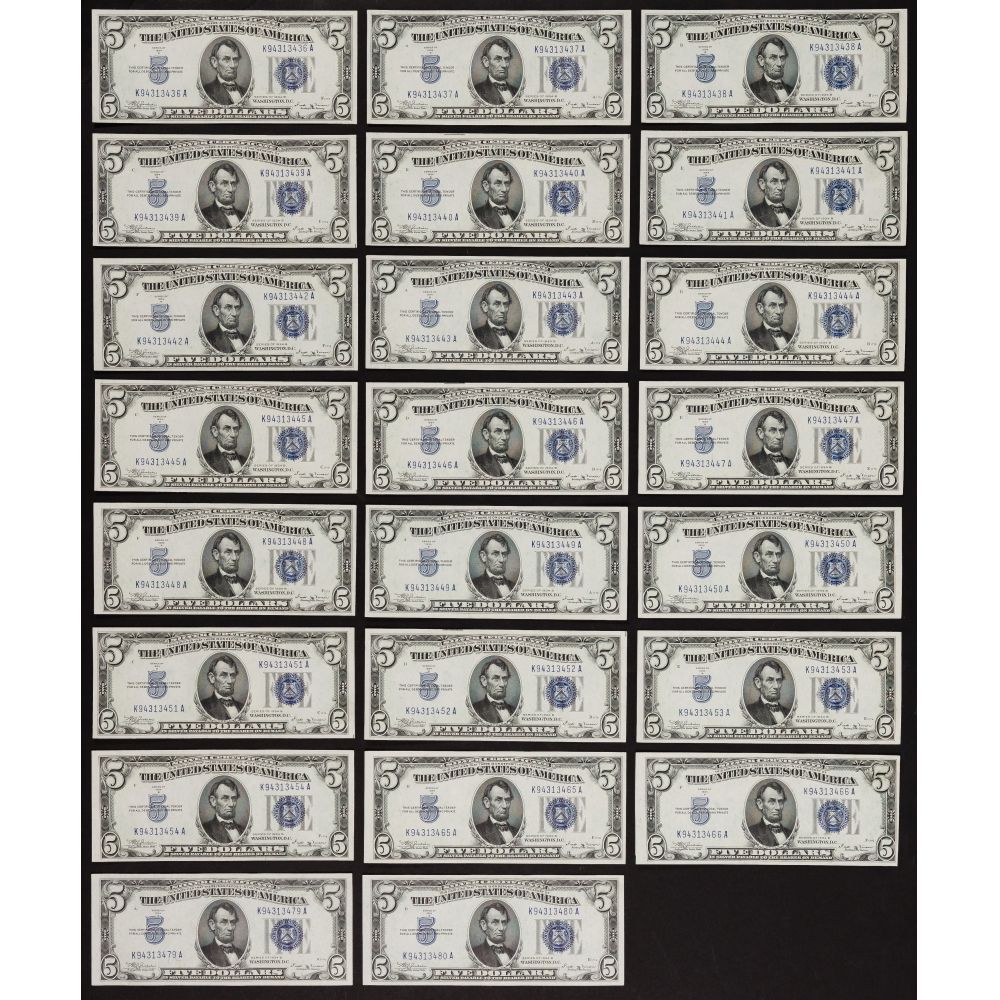 Appraisal: -B SILVER CERTIFICATE ASSORTMENT UNC uncirculated notes including having consecutive