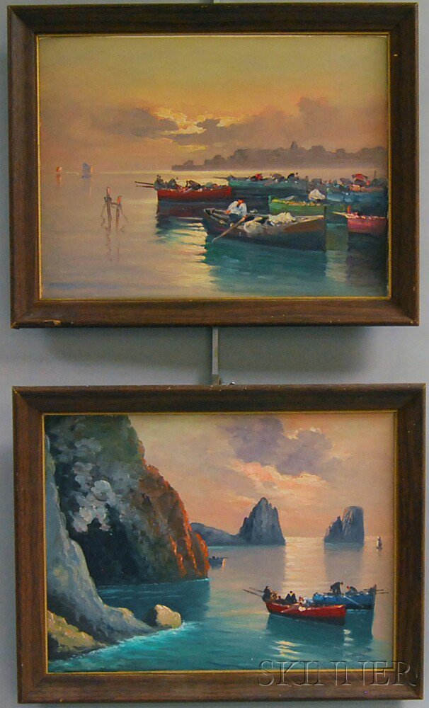 Appraisal: Italian School th Century Two Italian Coastal Views Both signed