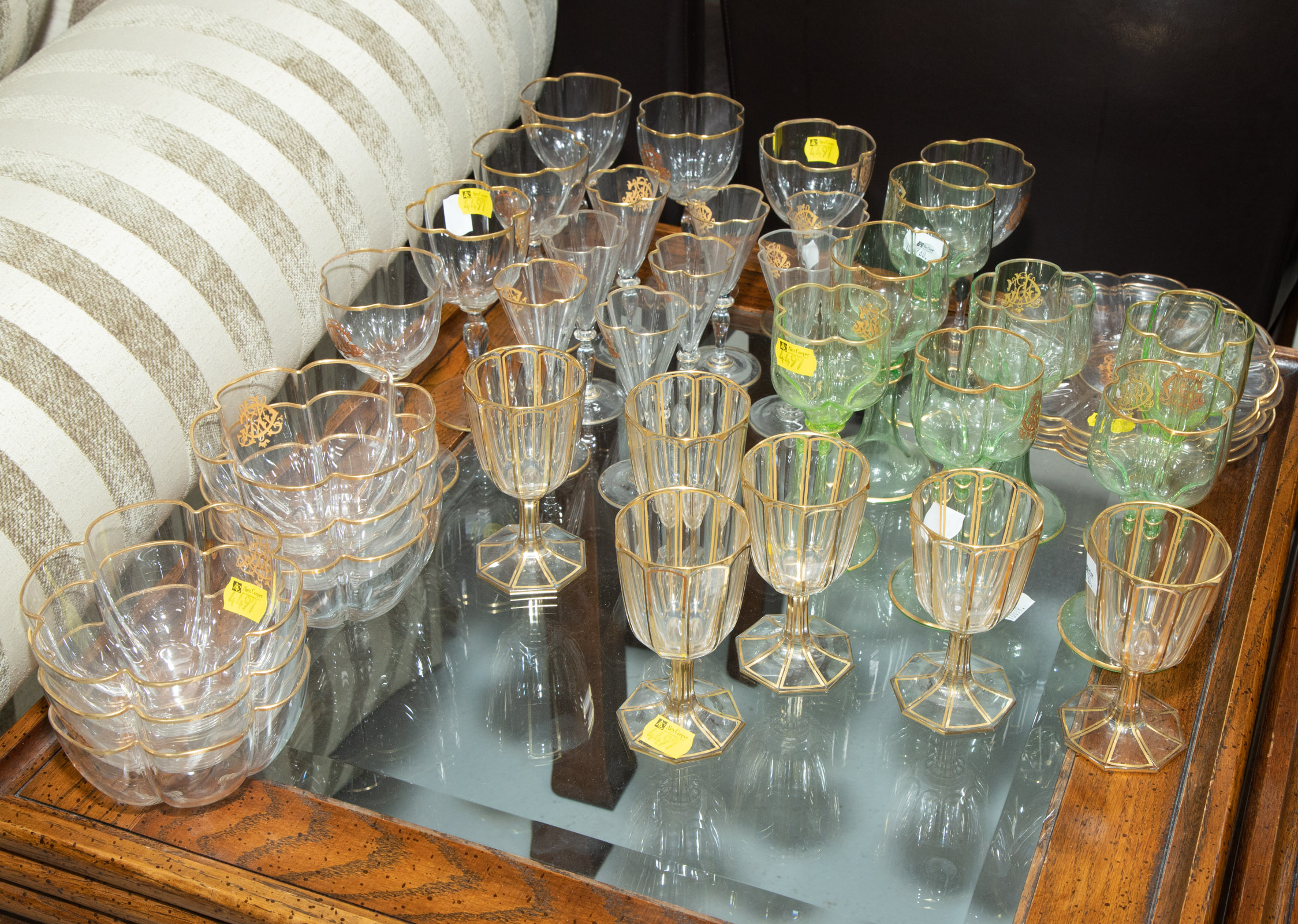 Appraisal: GROUP OF GILT BOHEMIAN STEMWARE Circa Including a set of