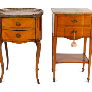 Appraisal: Two Louis XV Style Marble-Top Side Tables First Half th