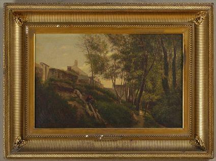 Appraisal: ATTRIBUTED TO J FOXCROFT COLE - HILLSIDE Oil on canvas