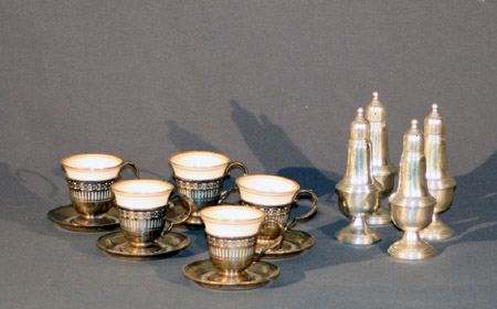 Appraisal: Set of Five Watson Sterling Demitasse Cups with Lenox Liners