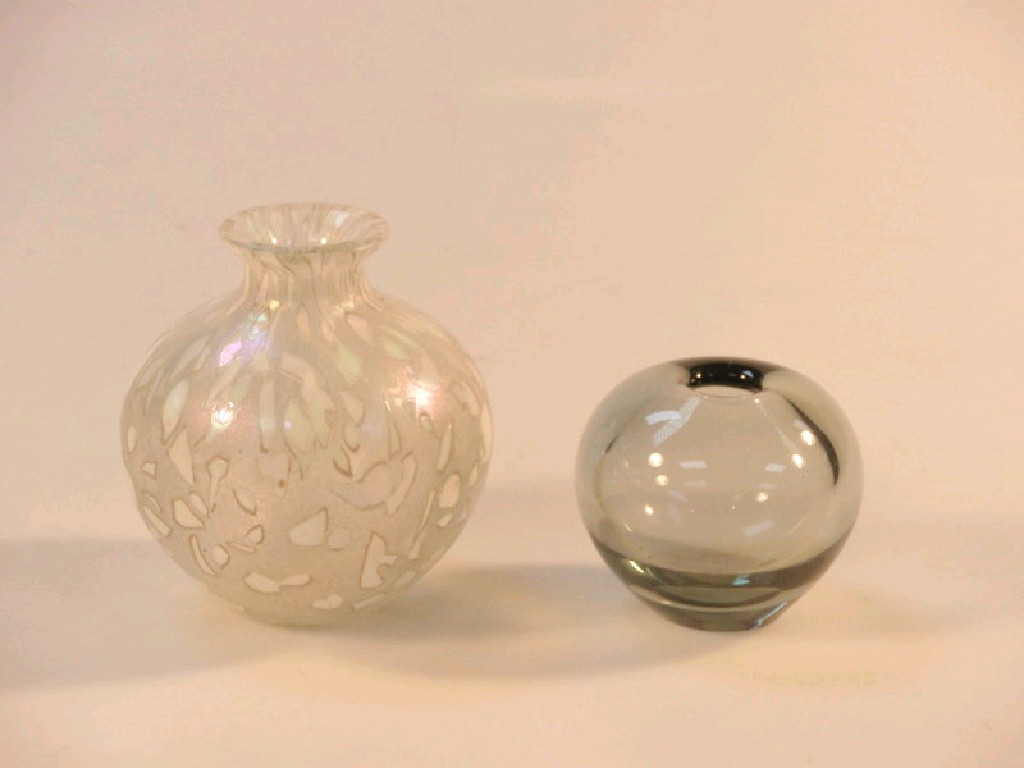 Appraisal: A Holmegaard smoky glass ovoid vase dated cm high together