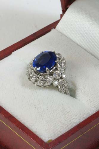 Appraisal: SAPPHIRE DIAMOND AND EIGHTEEN KARAT WHITE GOLD RING pave' set