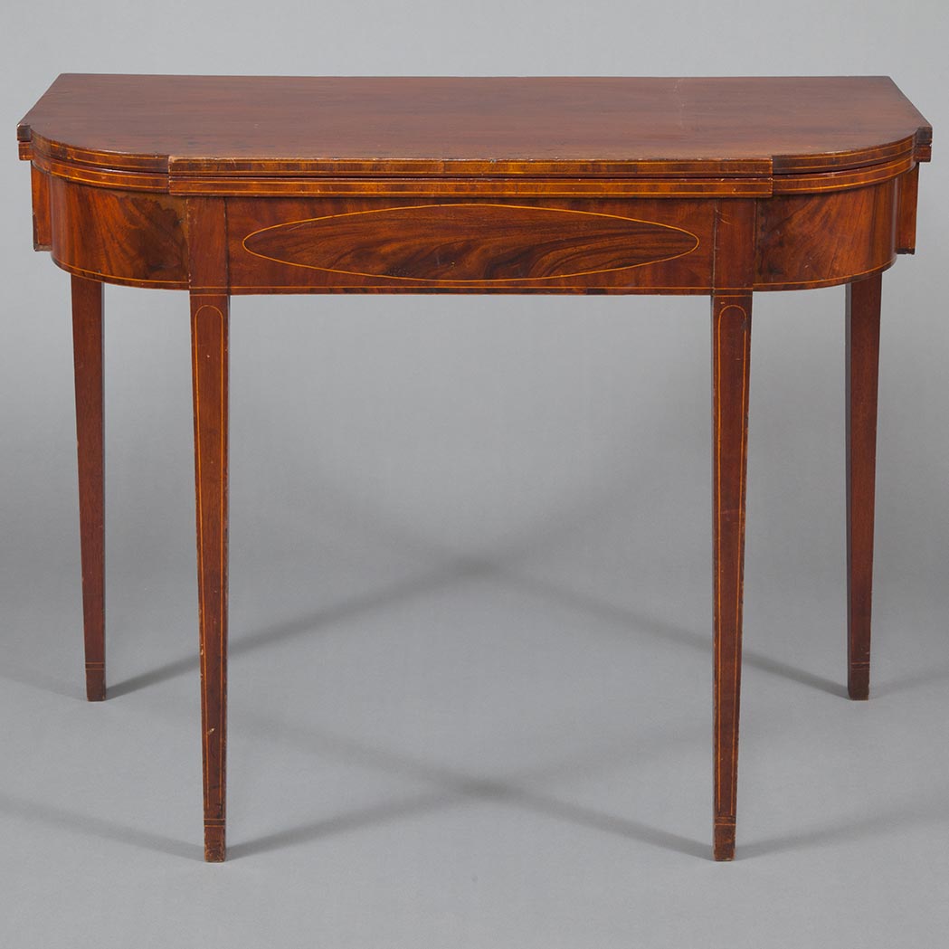 Appraisal: Federal Inlaid Mahogany Fold-Over Games Table With a shaped rectangular