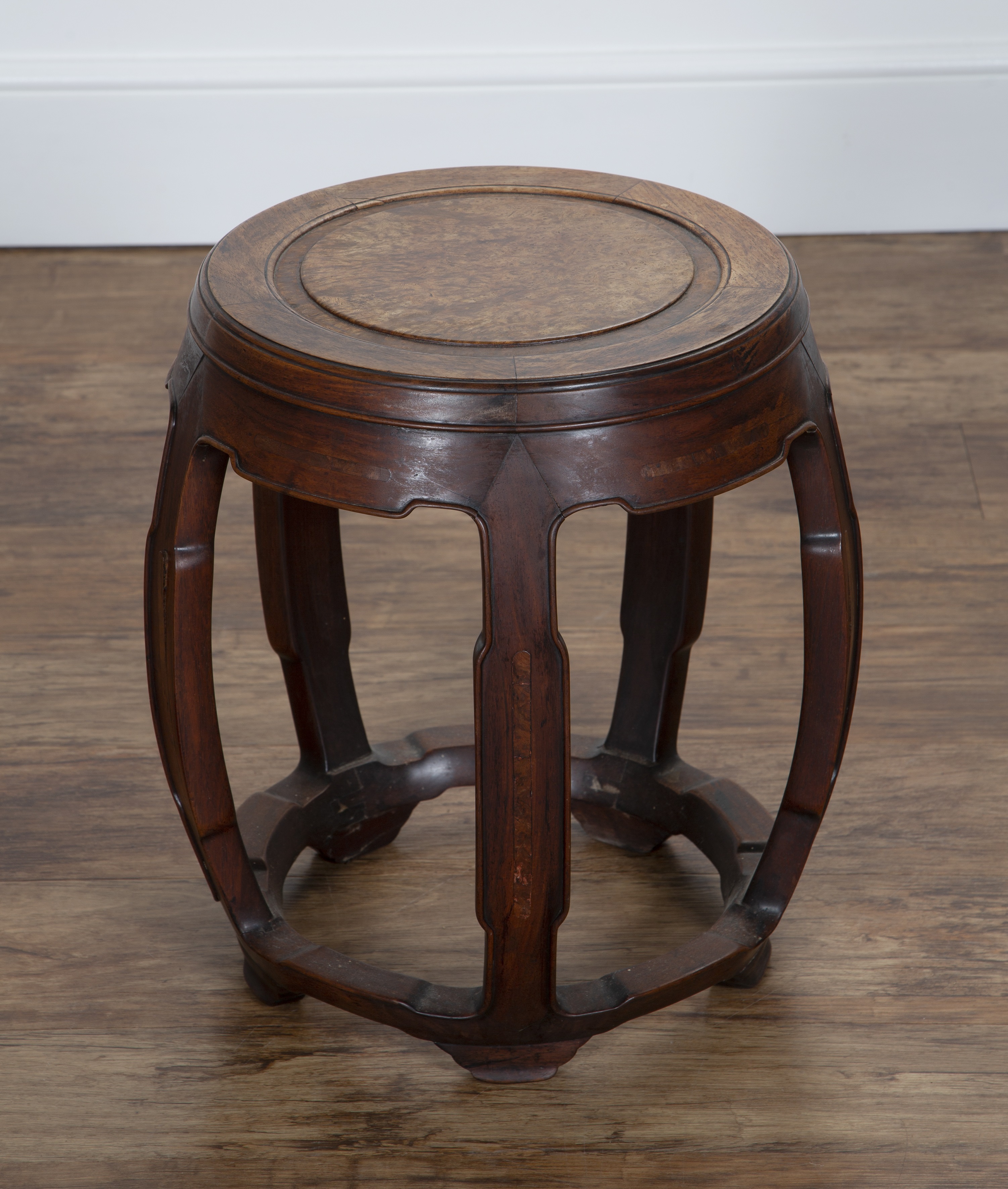 Appraisal: Ming style hardwood barrel form table standChinese th Century the