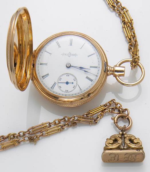 Appraisal: An Illinnois k gold pocket watch and k gold chain