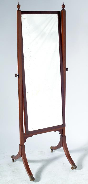 Appraisal: EDWARDIAN MAHOGANY CHEVAL MIRROR IN GEORGE III STYLE the rectangular