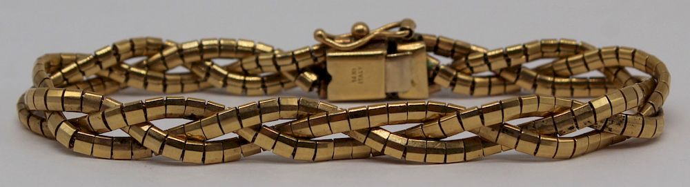 Appraisal: JEWELRY Italian kt Gold Woven Bracelet Italian kt yellow gold