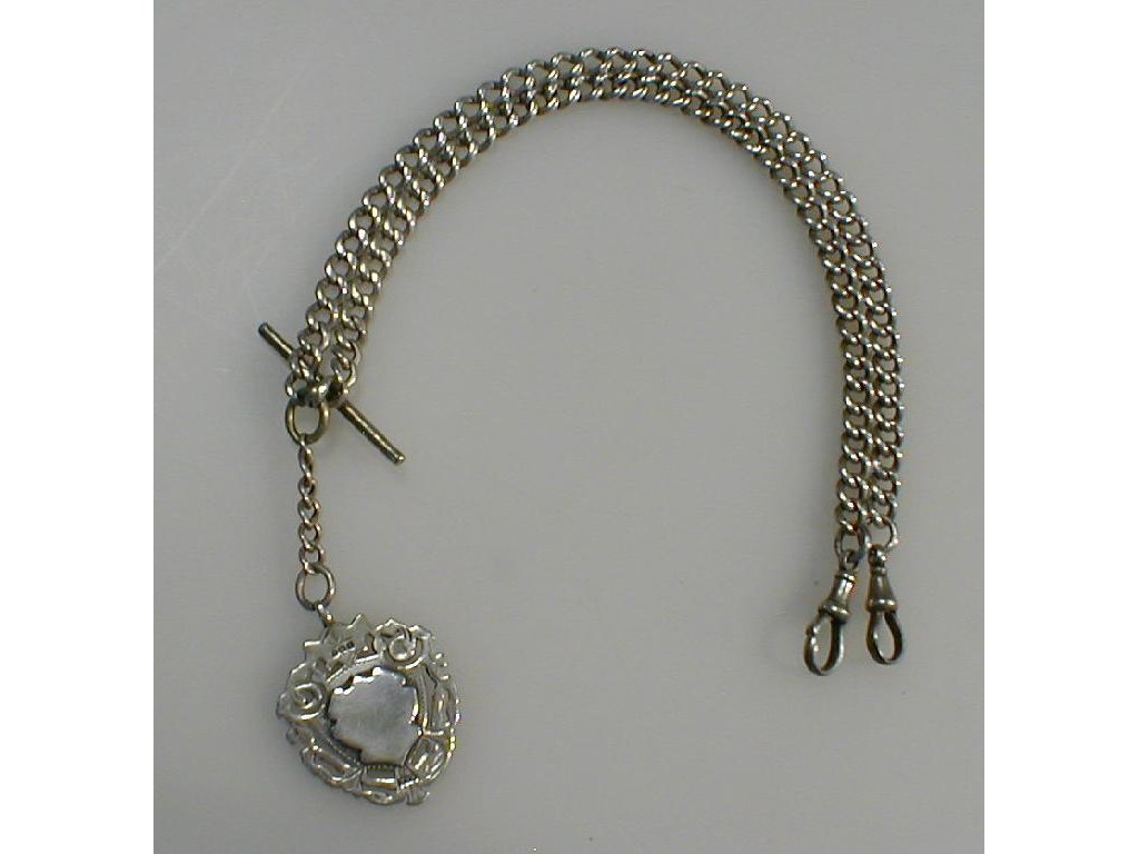 Appraisal: A silver curb link Albert with attached fob Birmingham g