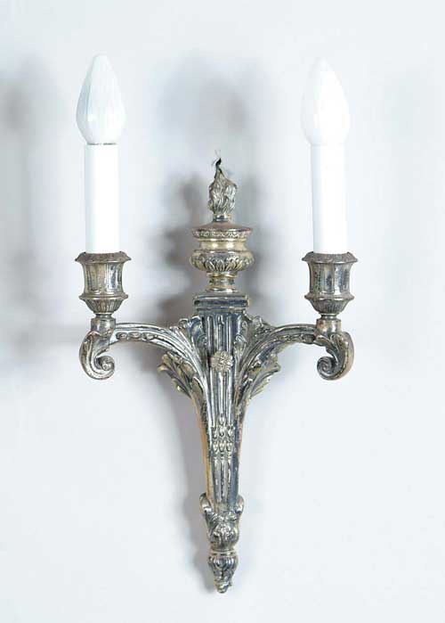 Appraisal: OUTSTANDING SET OF SIX DOUBLE SILVERED BRONZE WALL SCONCES These