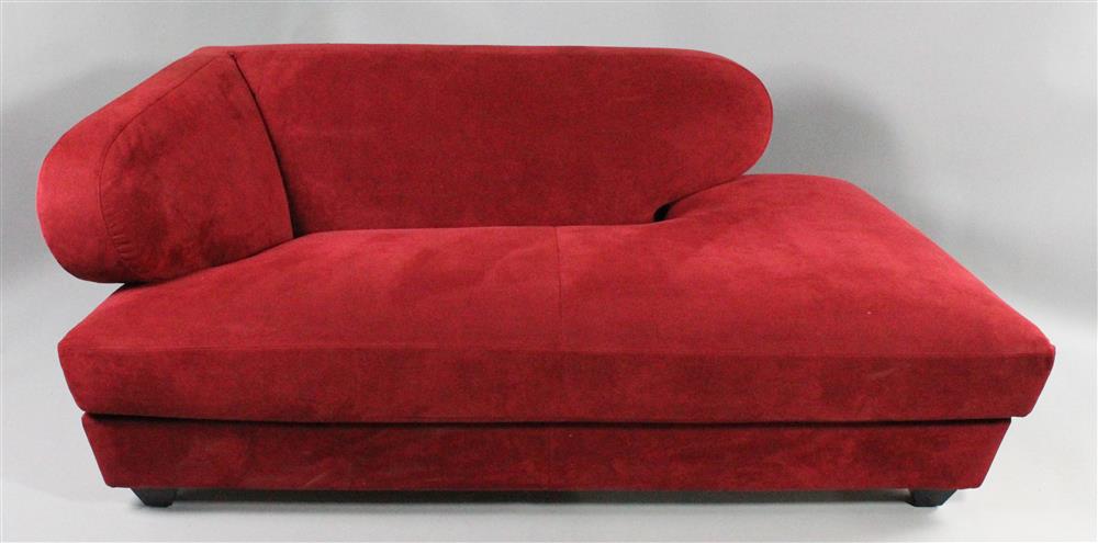 Appraisal: CONTEMPORARY FRENCH ROCHE BOBOIS CLARET UPHOLSTERED CHAISE low curving back