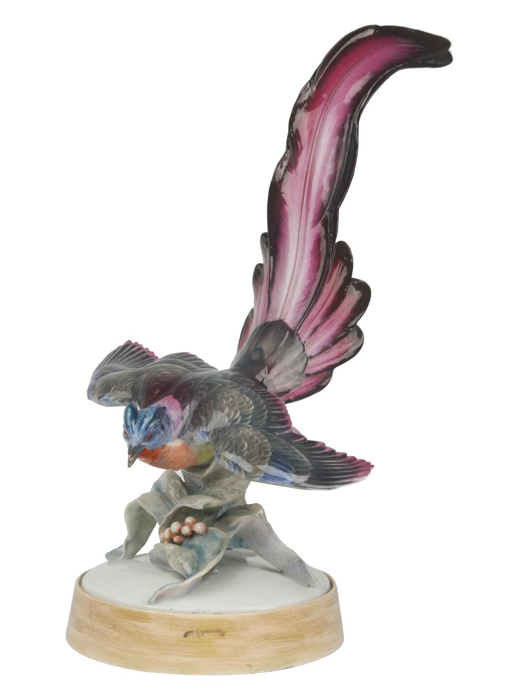 Appraisal: ROSENTHAL PORCELAIN BIRD FIGUREimpressed signature to base F Heidenreich mounted