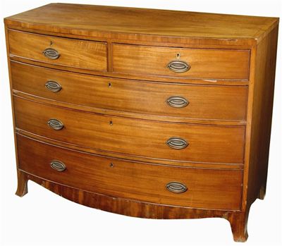 Appraisal: An early th century mahogany bowfront chest the crossbanded top