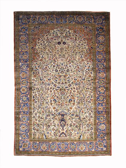 Appraisal: Kashan silk prayer rug central persia circa ft in x