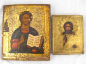 Appraisal: Two th century icons of Christ Pantocrator one monastic school