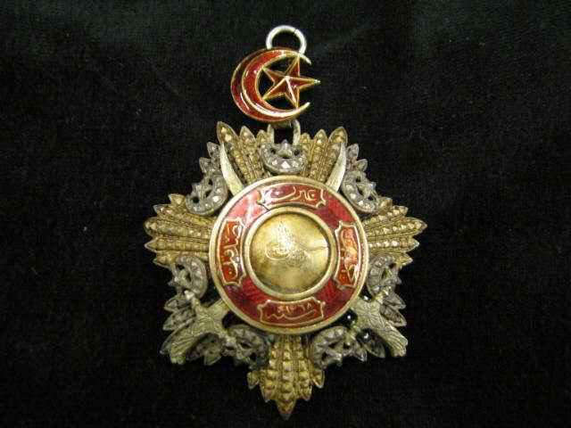 Appraisal: Gold Silver Enamel Military Medal Turkish or Persian type found