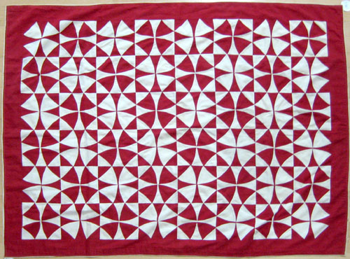 Appraisal: Red and white pieced crib quilt th c in the