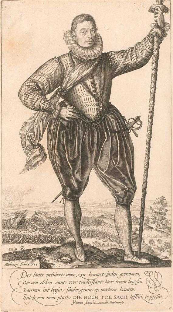 Appraisal: GOLTZIUS HENDRIK Mulbrecht - Haarlem Standing halberd carrier Copperplate x