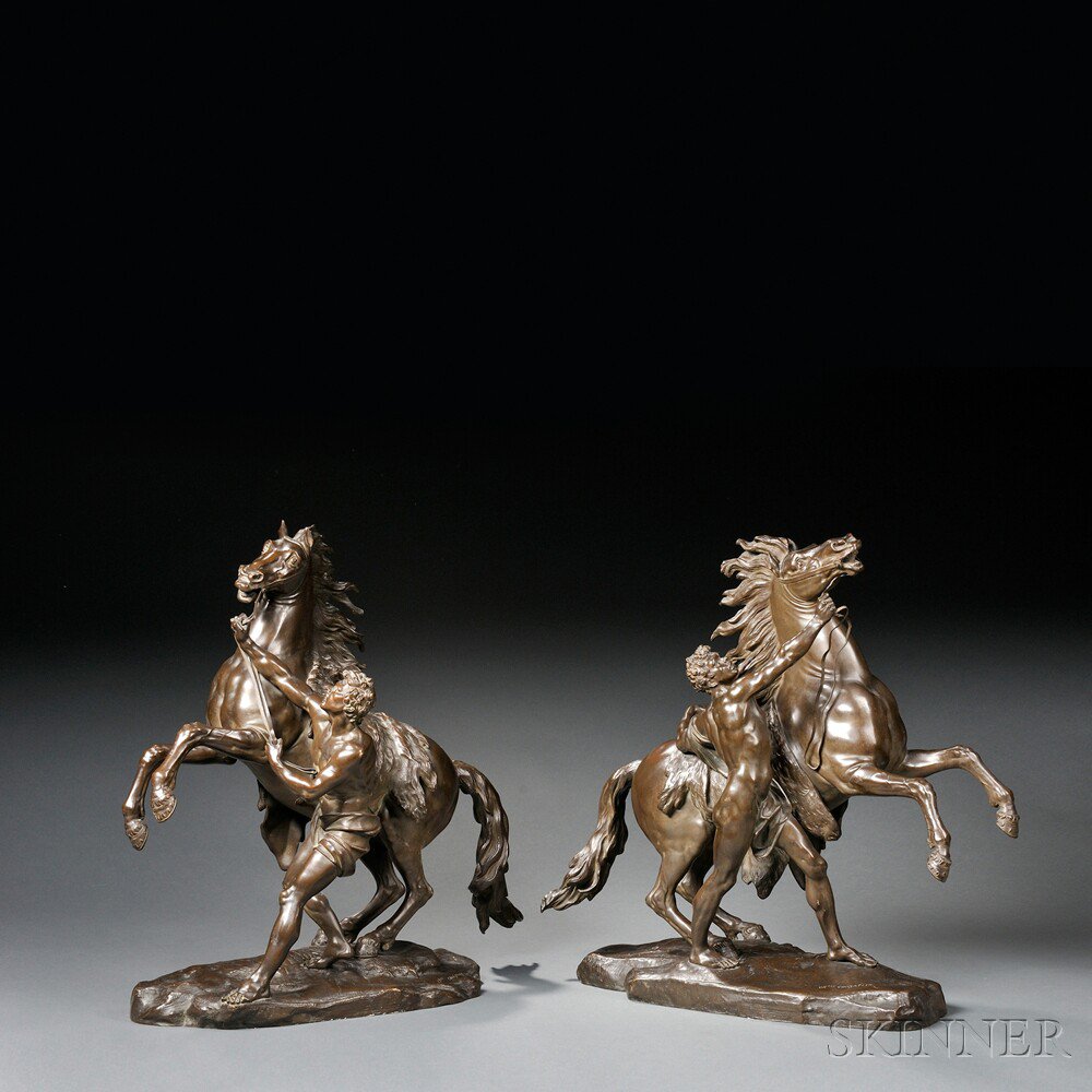 Appraisal: After Guillaume Coustou French - Pair of Bronze Marly Horses