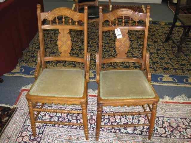 Appraisal: Pair of Victorian Side Chairs carved and spindale backs