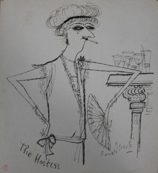 Appraisal: Ronald Searle Br b The Hostess ink on paper signed