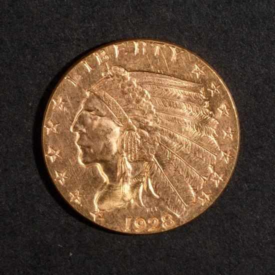 Appraisal: Two United States Indian head type gold quarter eagles EF-