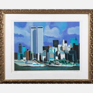 Appraisal: Marcel Mouly - Twin Towers Lithograph Signed lower right and