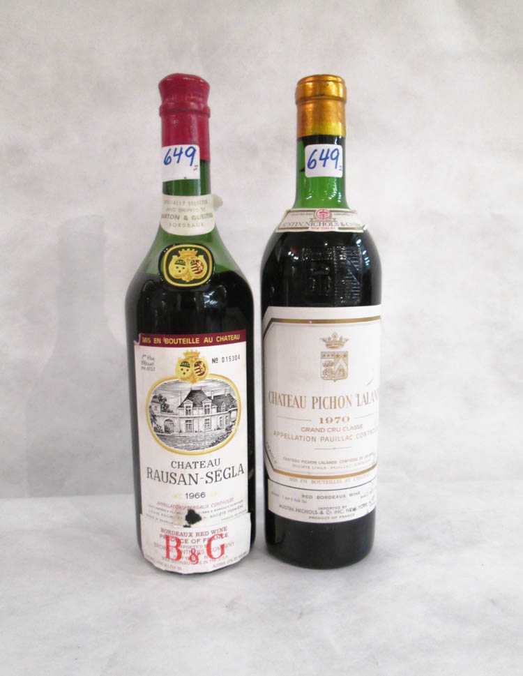 Appraisal: TWO BOTTLES OF VINTAGE FRENCH RED BORDEAUX WINE Chateau Pichon