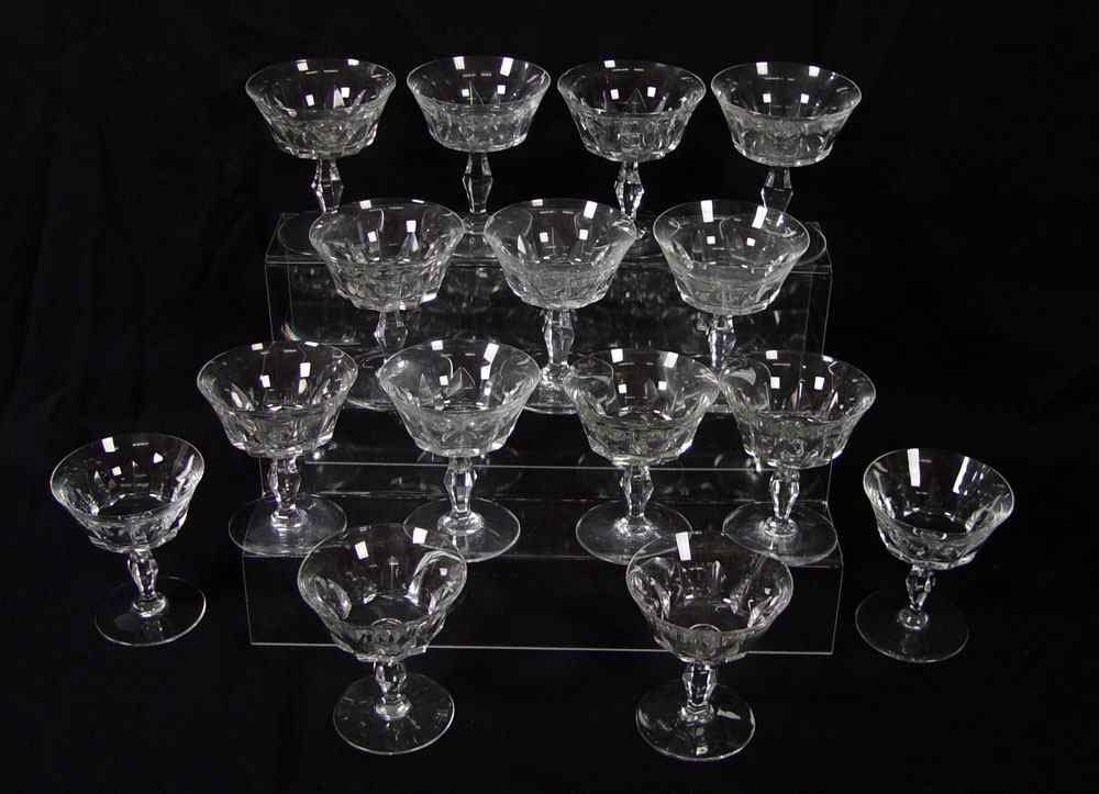 Appraisal: BACCARAT FRENCH CRYSTAL CHAMPAGNE STEMS IN THE POLIGNAC PATTERN CA