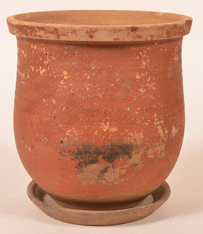 Appraisal: Earthenware Flower Pot with fish scale design th Century Earthenware