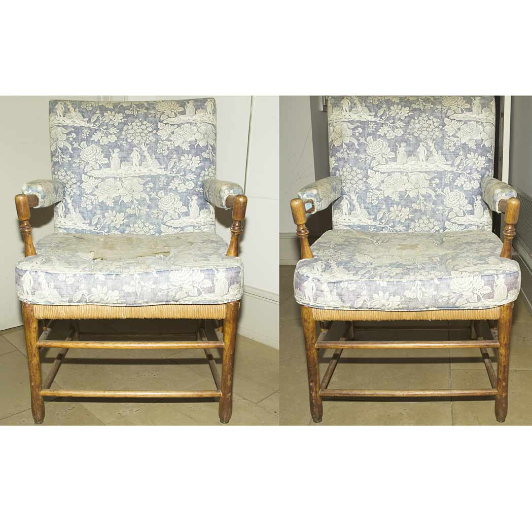 Appraisal: Pair of French Provincial Style Fruitwood Fauteuils