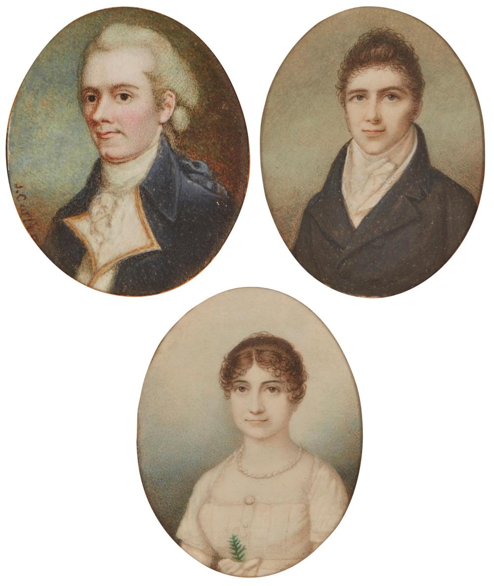 Appraisal: A GROUP OF PORTRAIT MINIATURESA group of portrait miniatures Three