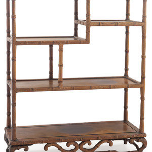 Appraisal: A Chinese Bamboo Carved Hardwood Etagere th Century Height x