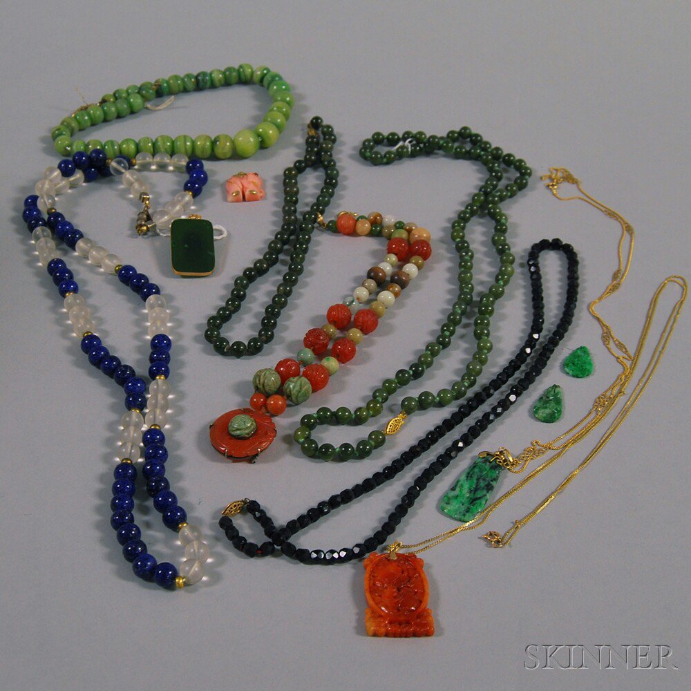 Appraisal: Small Group of Mostly Asian Beaded Jewelry including five hardstone