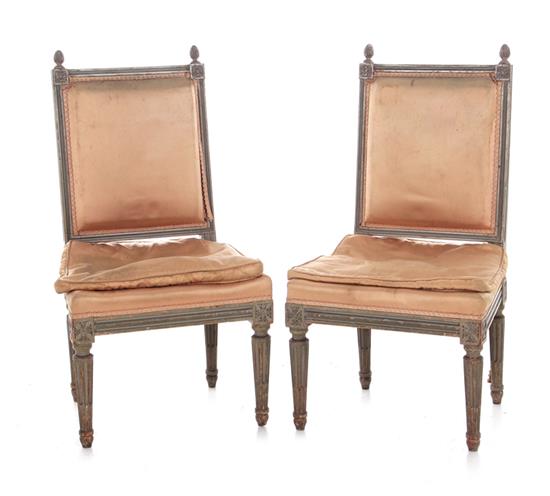 Appraisal: Pair Louis XVI style upholstered fruitwood chairs th century BH