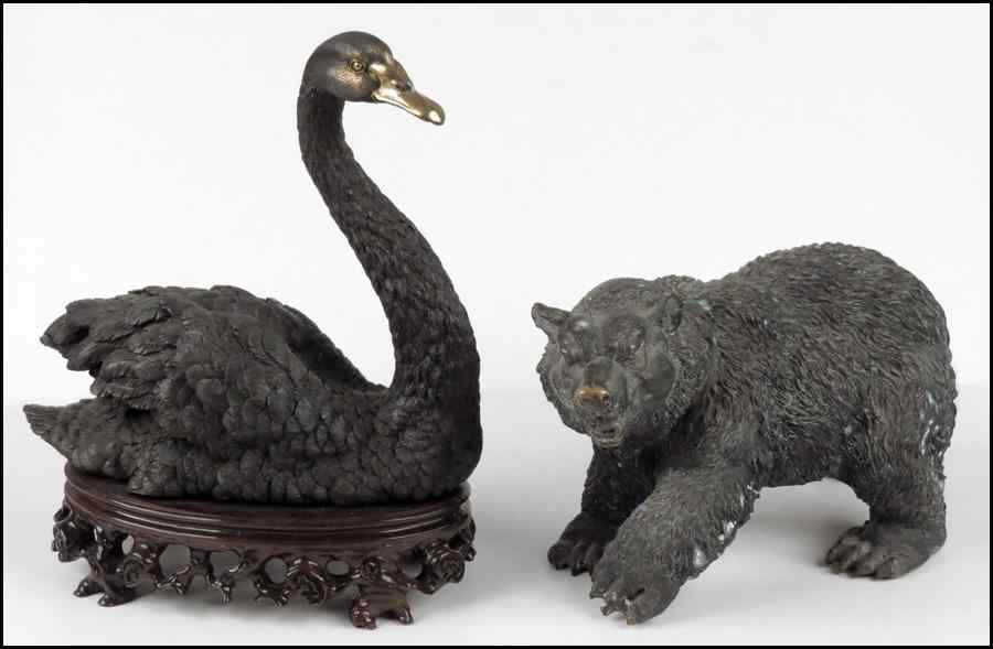 Appraisal: BRONZE BEAR AND A SWAN Condition No Specific Condition Recorded