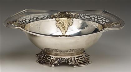 Appraisal: Sterling silver Chinese Chippendale mixed metal bowl retailed by bailey