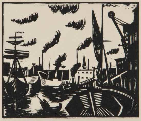 Appraisal: Edward Alexander Wadsworth - Wapping c woodcut the edition was