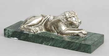 Appraisal: An English Sterling Silver Recumbent Lion Hallmarked and dated makers