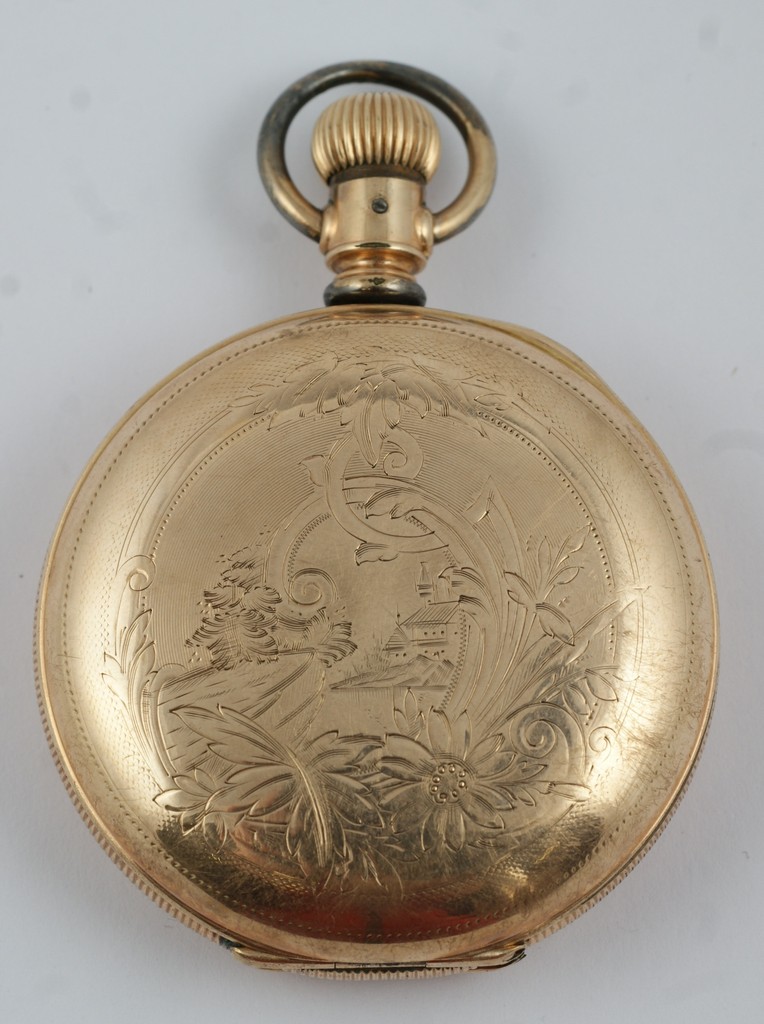 Appraisal: S Elgin YGF hunt case pocket watch not running landscape