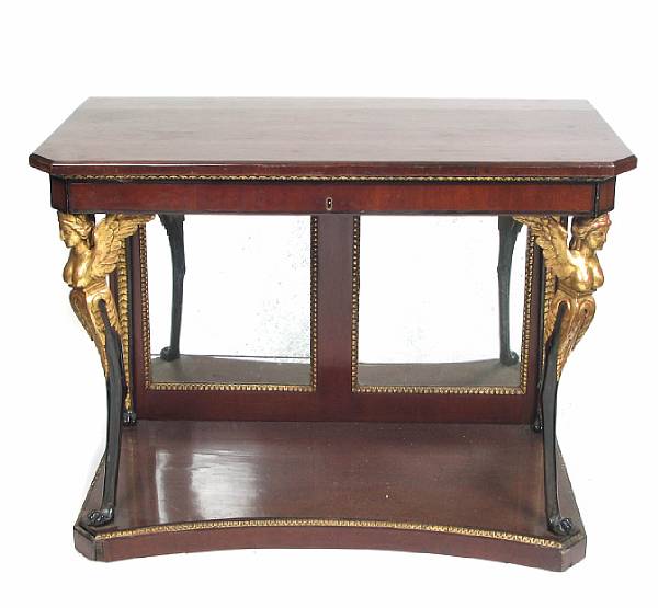 Appraisal: A German mahogany and parcel gilt console table height in