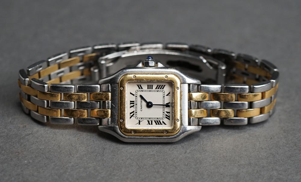 Appraisal: Cartier Panthere Yellow-Gold and Stainless Steel Quartz Wristwatch Numbered R