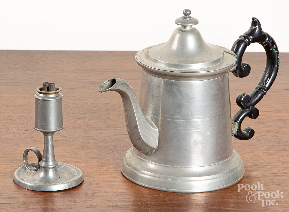 Appraisal: Boston pewter teapot etc Boston pewter teapot th c by